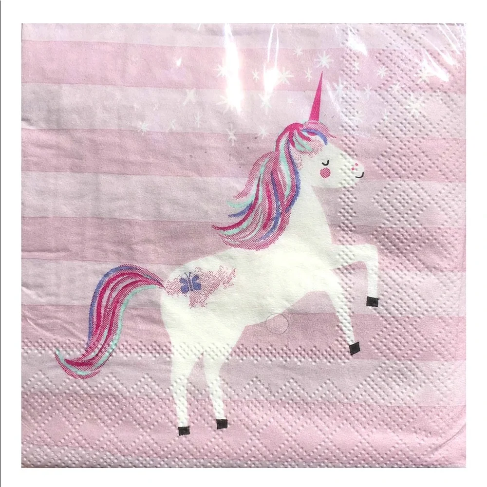 Lady Jayne Unicorn Sparkle Cocktail Beverage Napkins, Pink (29852), 40 ct